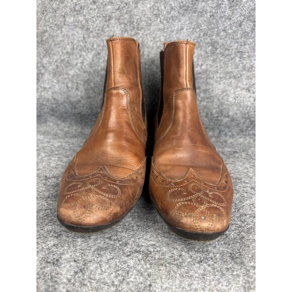 Zara Boots Mens Size 9 Brown Leather Chelsea Wingtip Brogue Ankle Dress EU 42 main image 8